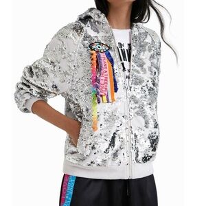 NEW Libertine Desigual x Johnson Hartig Sequin Camo Design Hoodie Jacket M L